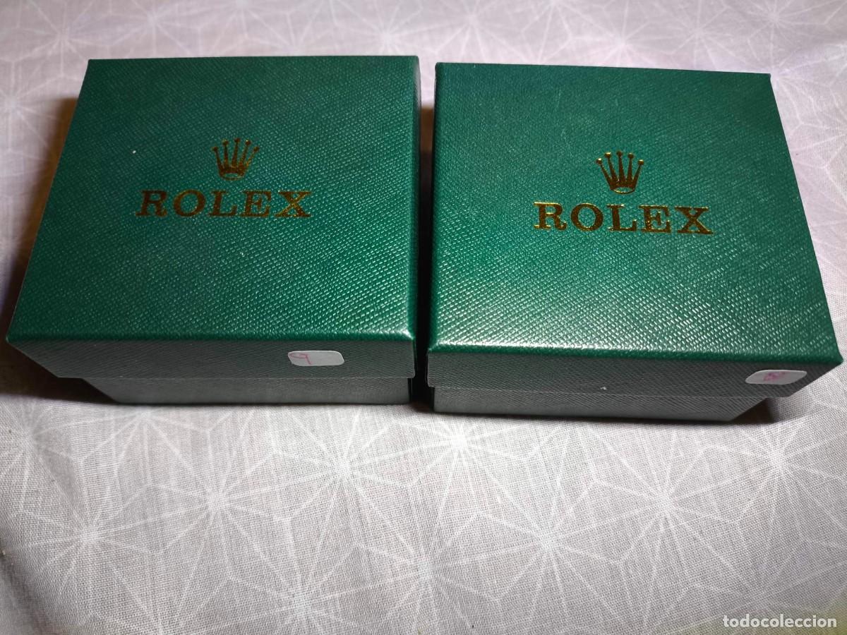 Antig&uuml;edades: Pack 2 Cajas Verdes Tipo Rolex + 5 Eslabones