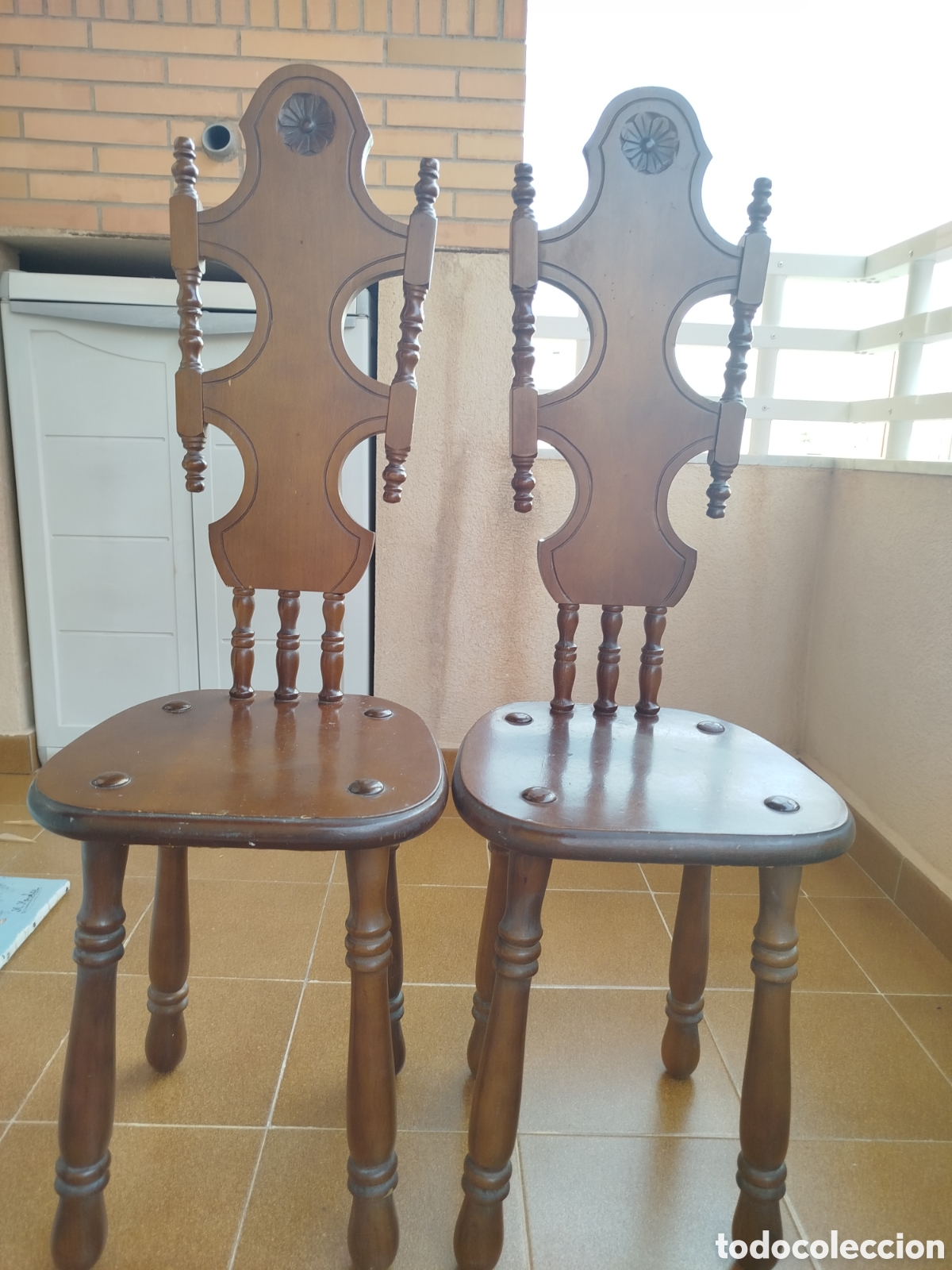 Antig&uuml;edades: Pareja de Sillas Vintage Estilo Castellano / R&uacute;stico - Restaurar