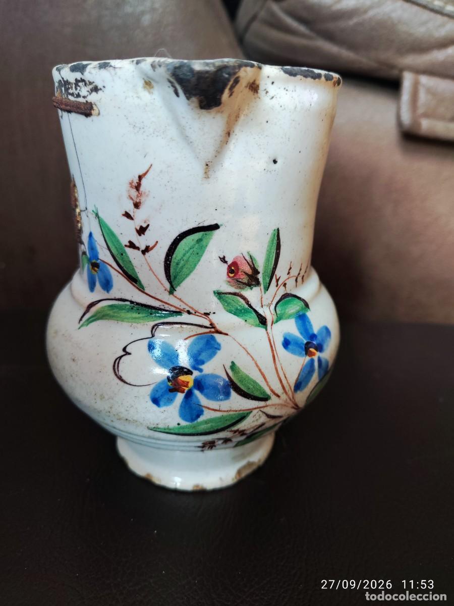 Antig&uuml;edades: ANTIGUA JARRA DE CERAMICA COA ARREGLOS GRAPAS,LA&Ntilde;AS. MANISES?