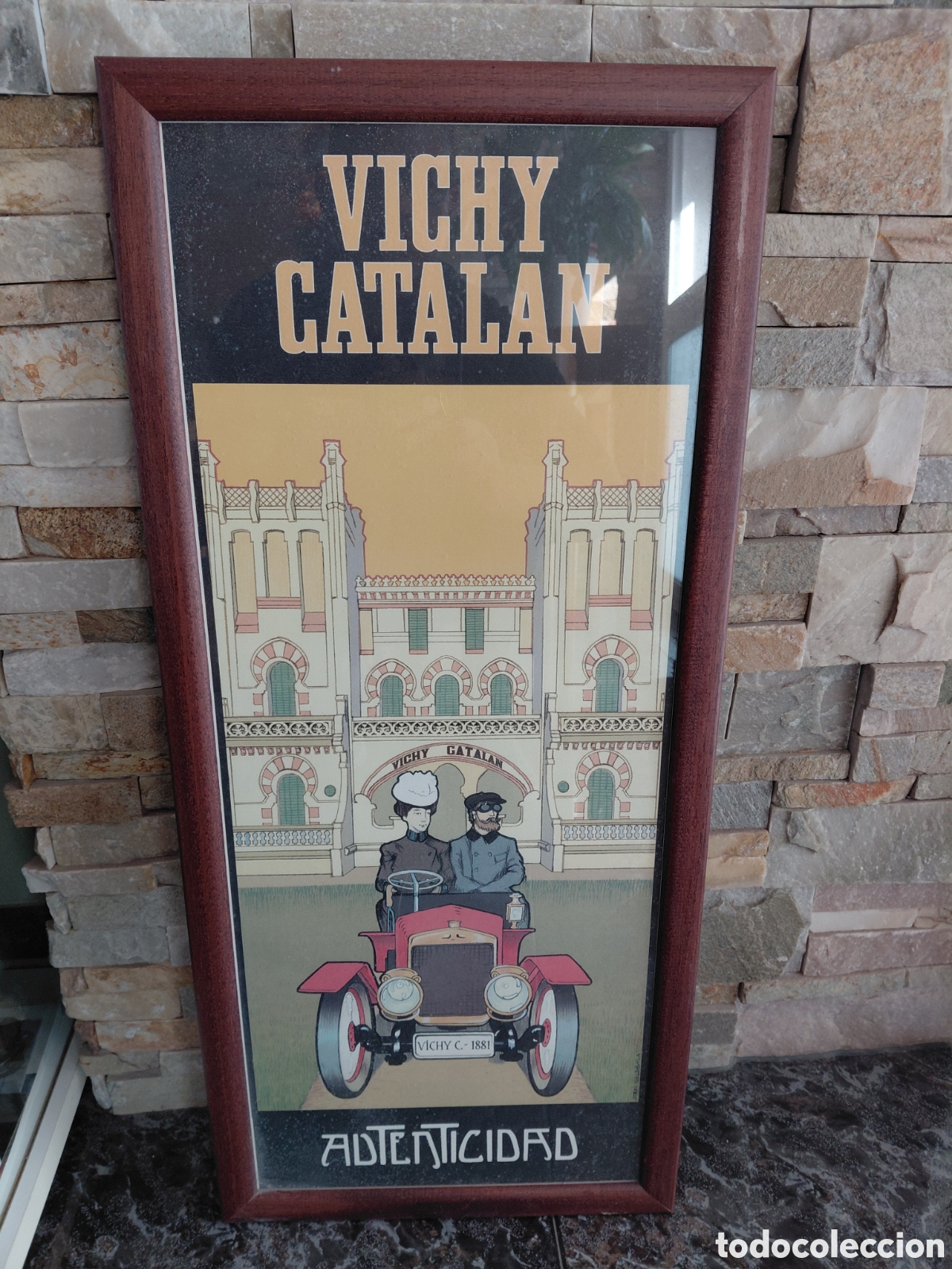 Antig&uuml;edades: Ilustracion enmarcada Vichy Catalan medidas 70&times;31