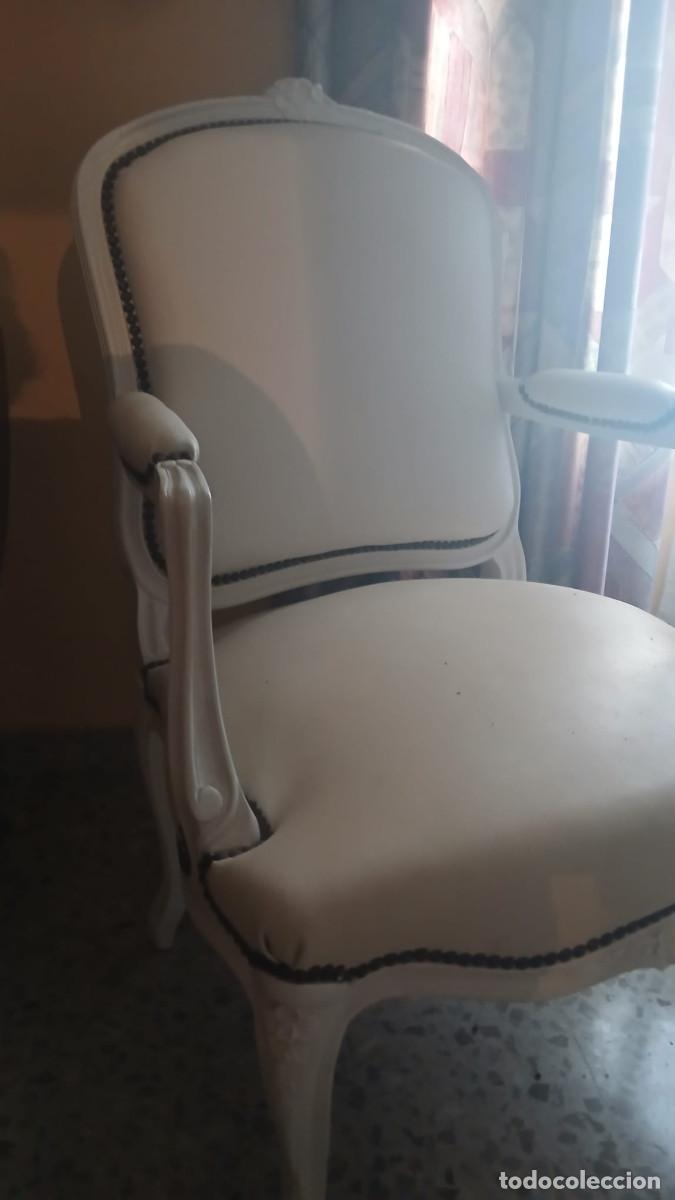 Antig&uuml;edades: Sill&oacute;n de cuero blanco - Foto 5