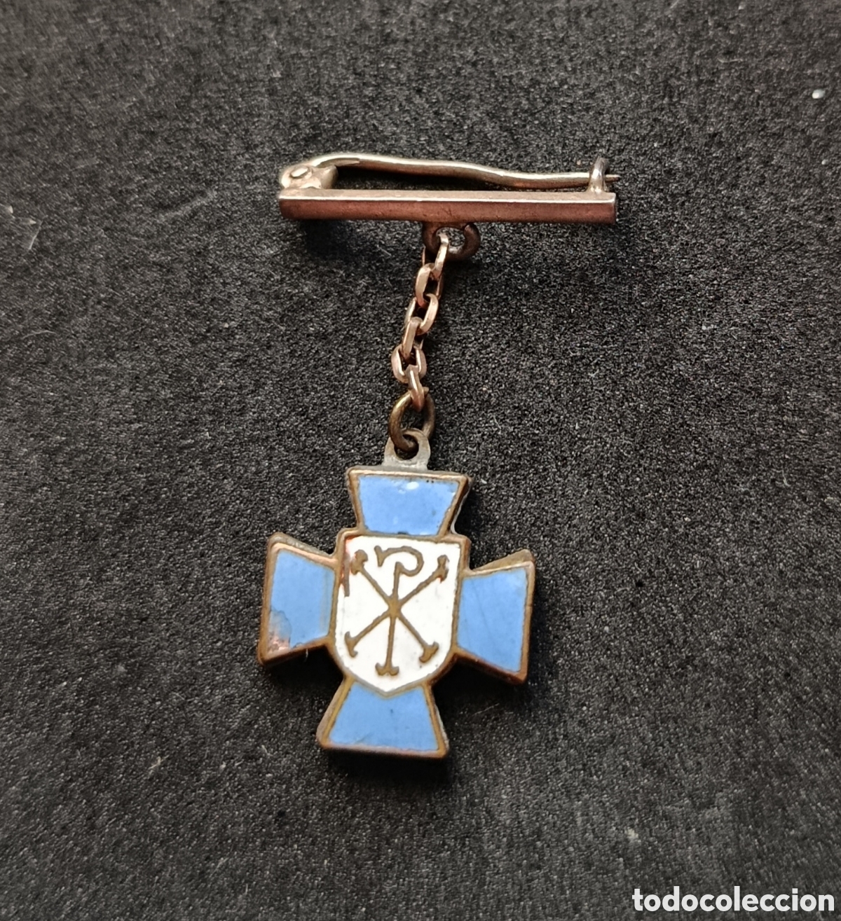 Antig&uuml;edades: ANTIGUA MEDALLA RELIGIOSA ESMALTADA ACCION CATOLICA SECCION FEMENINA