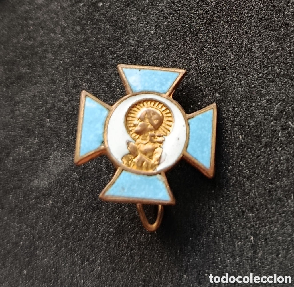 Antig&uuml;edades: ANTIGUA MEDALLA RELIGIOSA ESMALTADA INSIGNIA