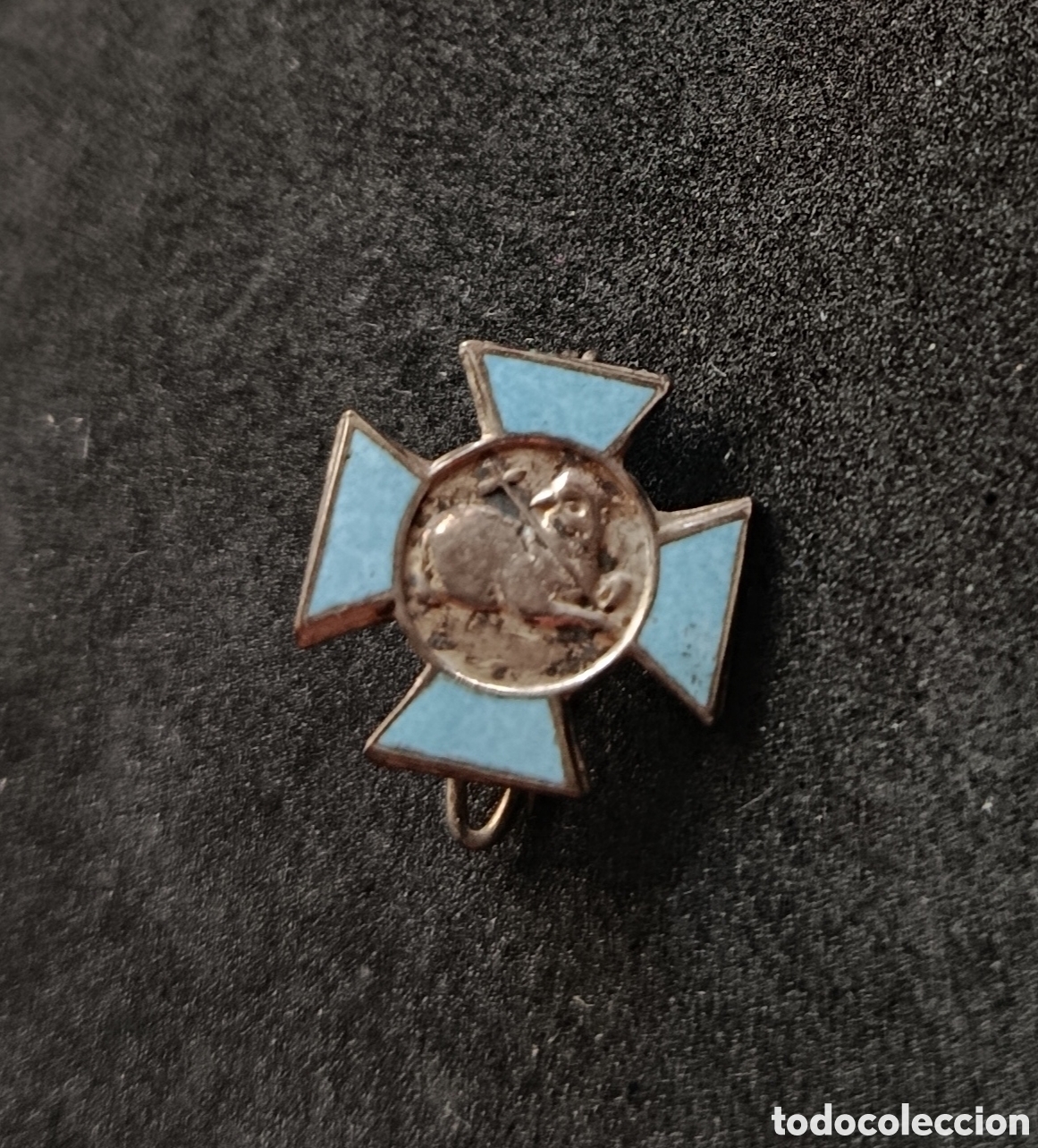 Antig&uuml;edades: ANTIGUA MEDALLA RELIGIOSA ESMALTADA INSIGNIA CORDERO DIVINO AGNUS DEI