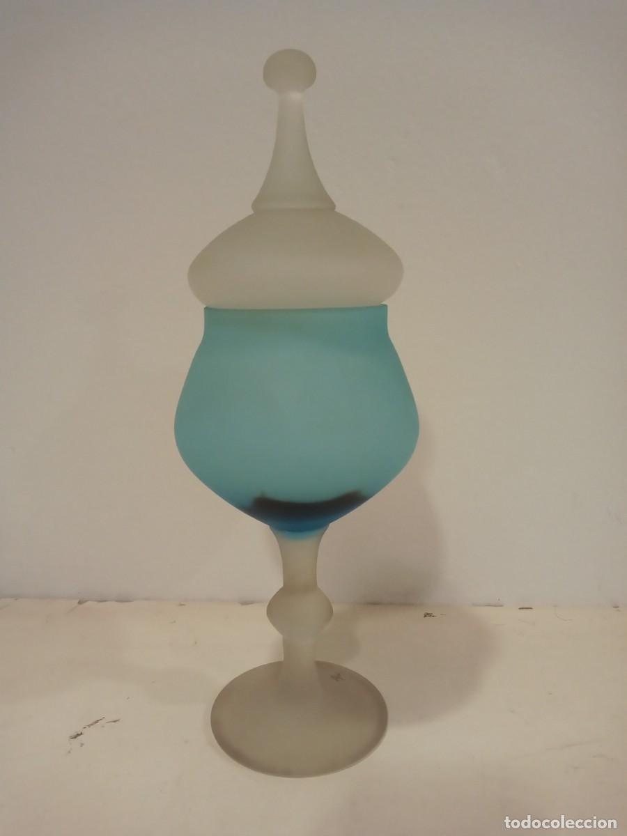 Antig&uuml;edades: CARAMELERA VINTAGE CRISTAL ESMERILADO BICOLOR