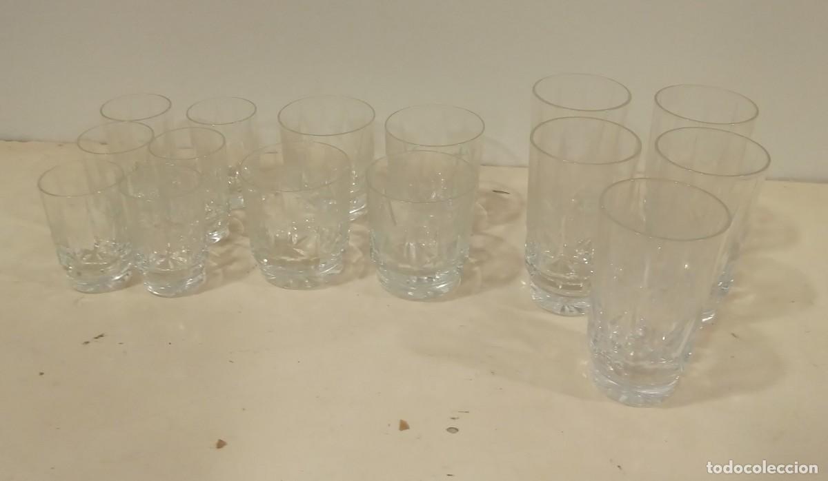 Antig&uuml;edades: SET 15 VASOS VINTAGE CRISTAL TALLADO SURTIDOS