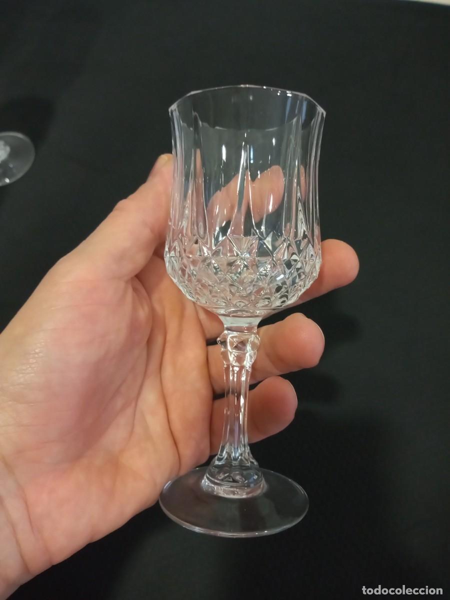 Antig&uuml;edades: SET 5 COPAS VINO BLANCO VINTAGE CRISTAL TALLADO