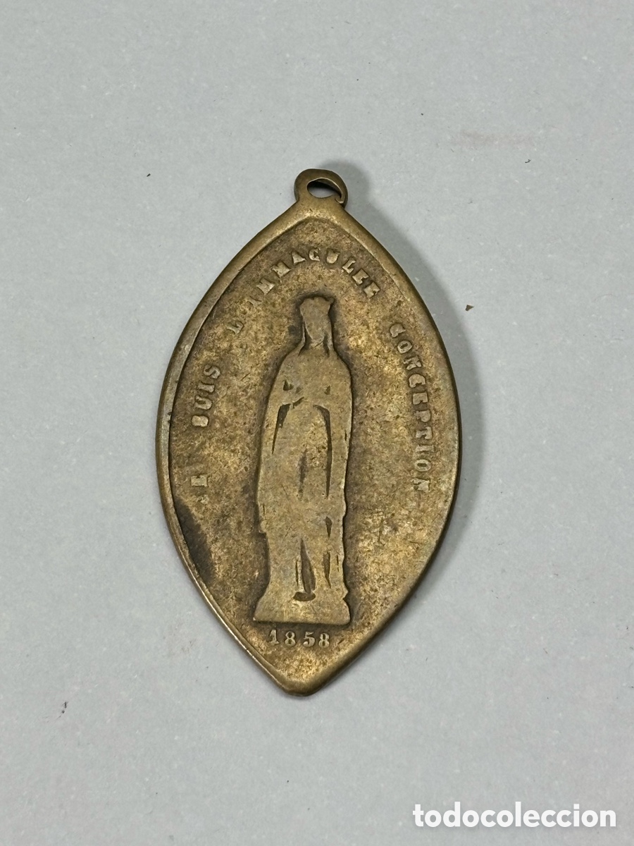 Antig&uuml;edades: Medalla antigua Lourdes 1858 &ndash; Inmaculada Concepci&oacute;n &ndash; 4,7 cm