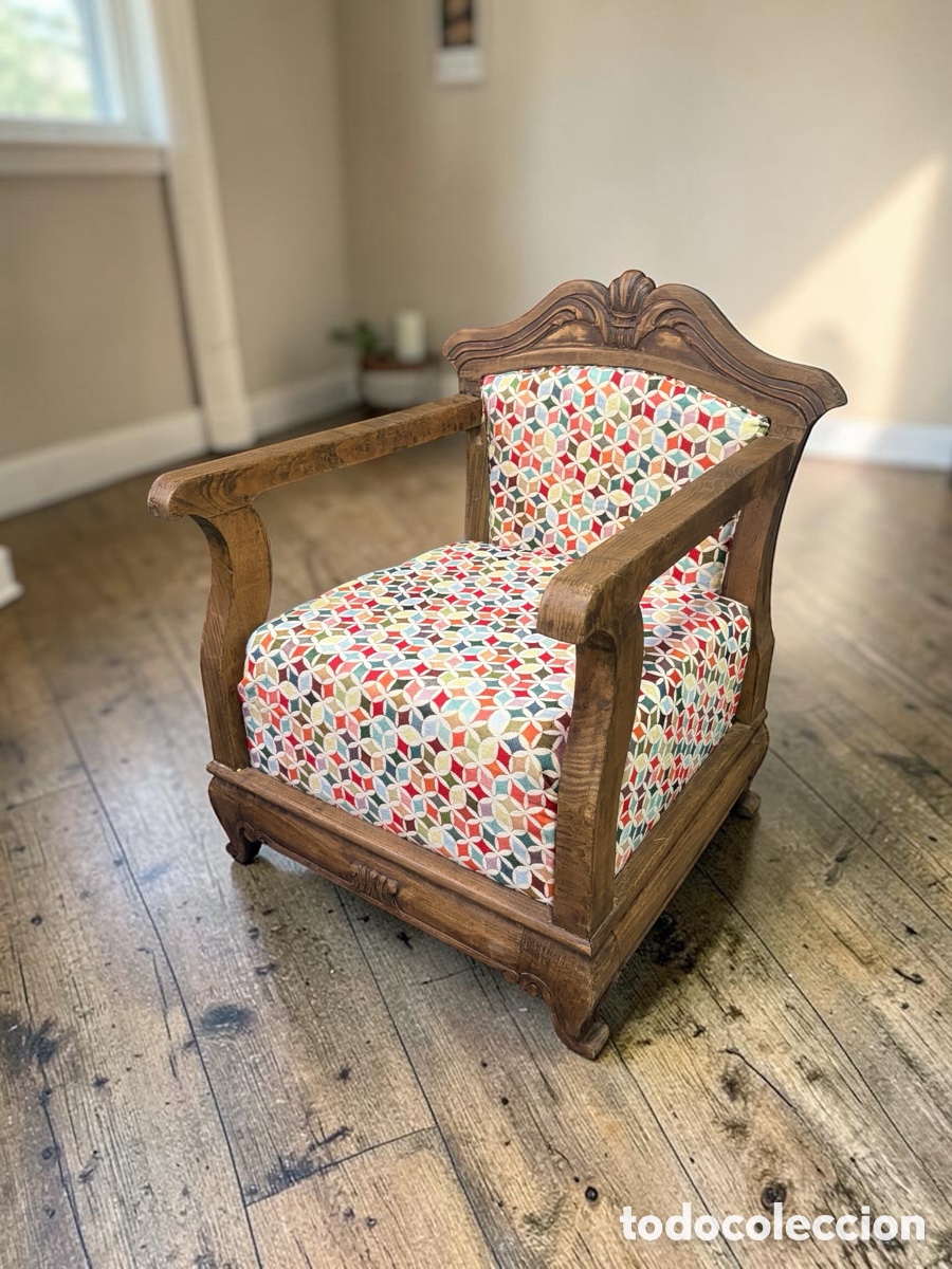 Antig&uuml;edades: Antiguo sill&oacute;n de obispo restaurado y tapizado
