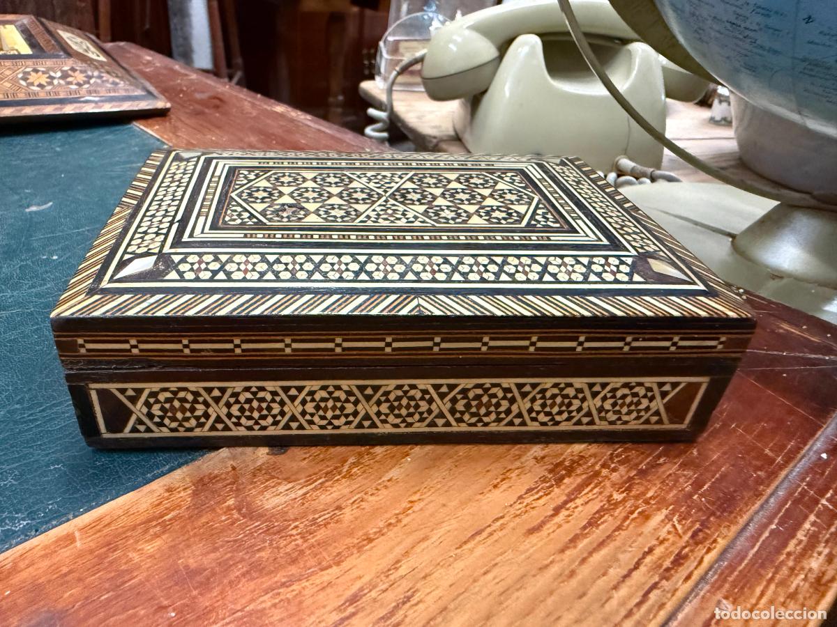 Antig&uuml;edades: ANTIGUA CAJA DE MADERA TARACEA - MEDIDA 14,5X10X4,5 CM