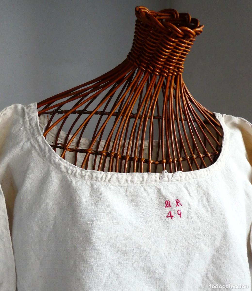 Antig&uuml;edades: ANTIGUA CAMISA - CAMIS&Oacute;N DE LINO UNISEX - INICIALES M.R. 49 S.XIX