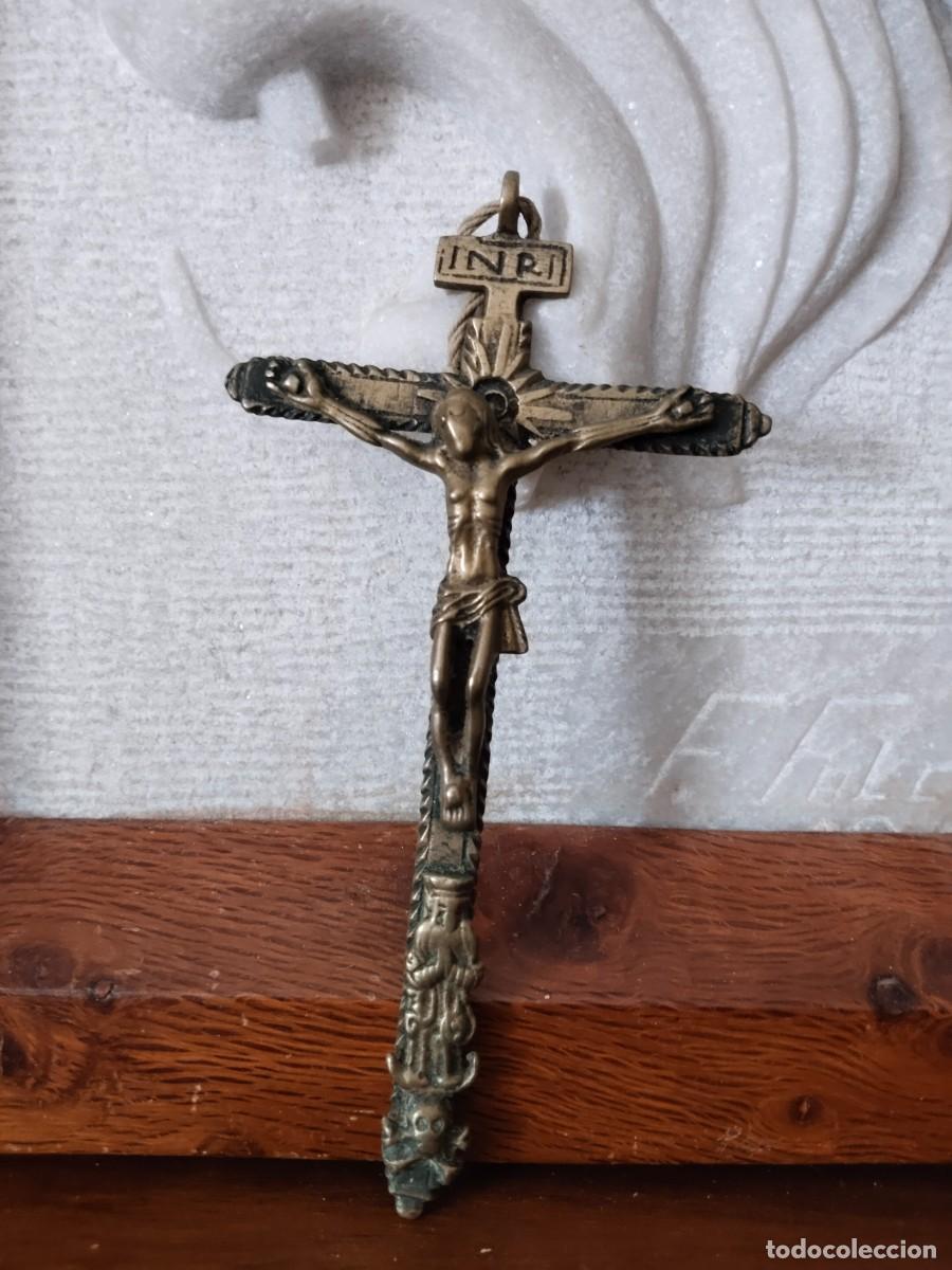 Antig&uuml;edades: Antiguo Crucifijo en Bronce. Ver. - Foto 1
