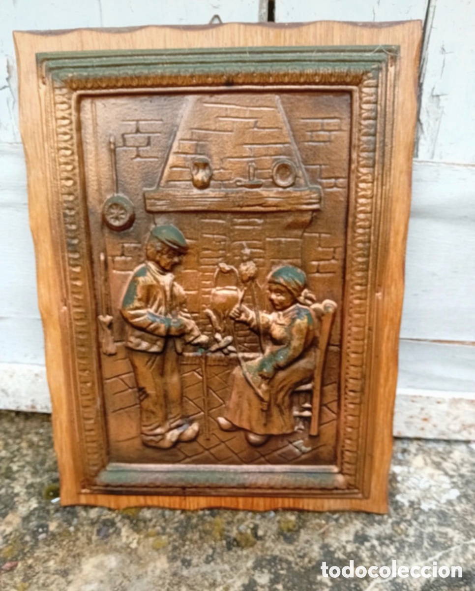 Antig&uuml;edades: Cuadro de cobre repujado