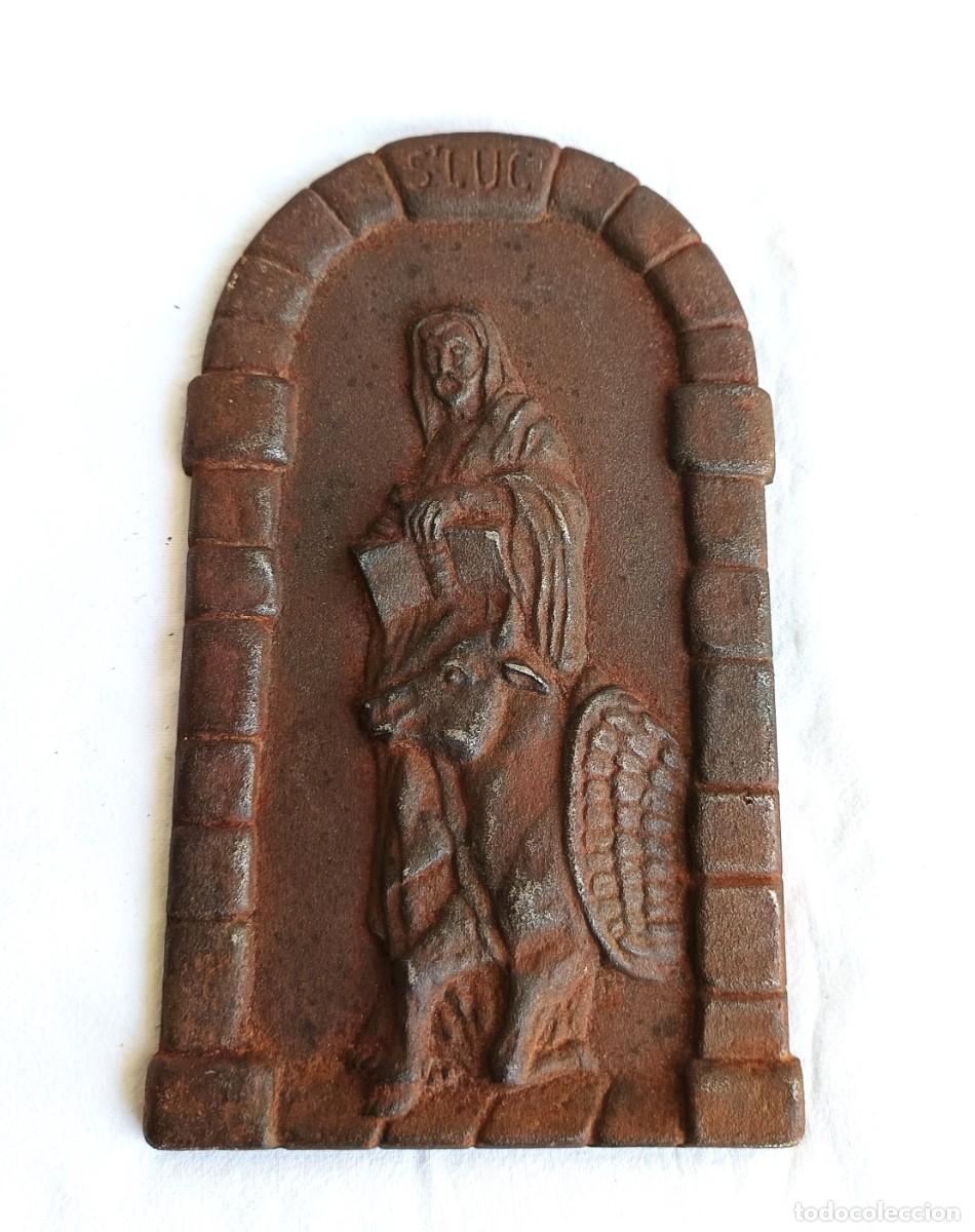 Antig&uuml;edades: Placa religiosa de hierro fundido - St.Luc - Francia -SXIX