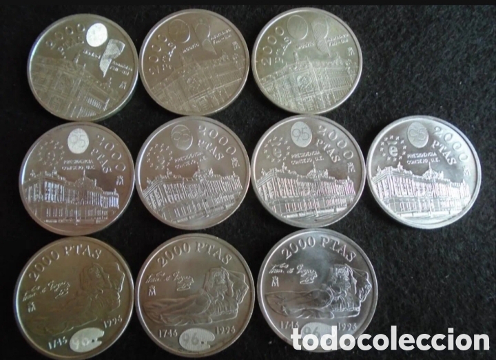 Antig&uuml;edades: Lotes diez monedas dos mil pesetas