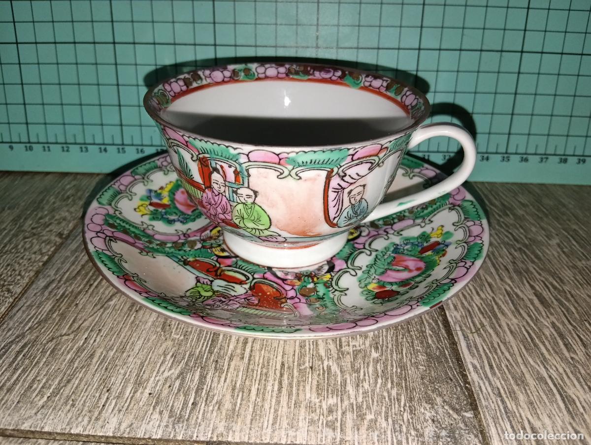 Antig&uuml;edades: Conjunto o servicio de taza y plato de porcelana China Macao Cualquier duda preguntar responderemos