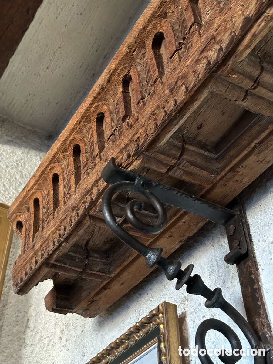 Antig&uuml;edades: Viga artesonado / Cargador Antiguo Talla Mud&eacute;jar s.XVII-XVIII (4,70 m).Pino de Valsa&iacute;n / Segovia.