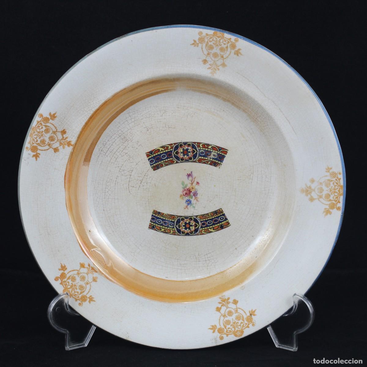 Antig&uuml;edades: Antiguo Plato Hondo La Cartuja Sevilla Loza Pickman c.1920s Retro 25cm