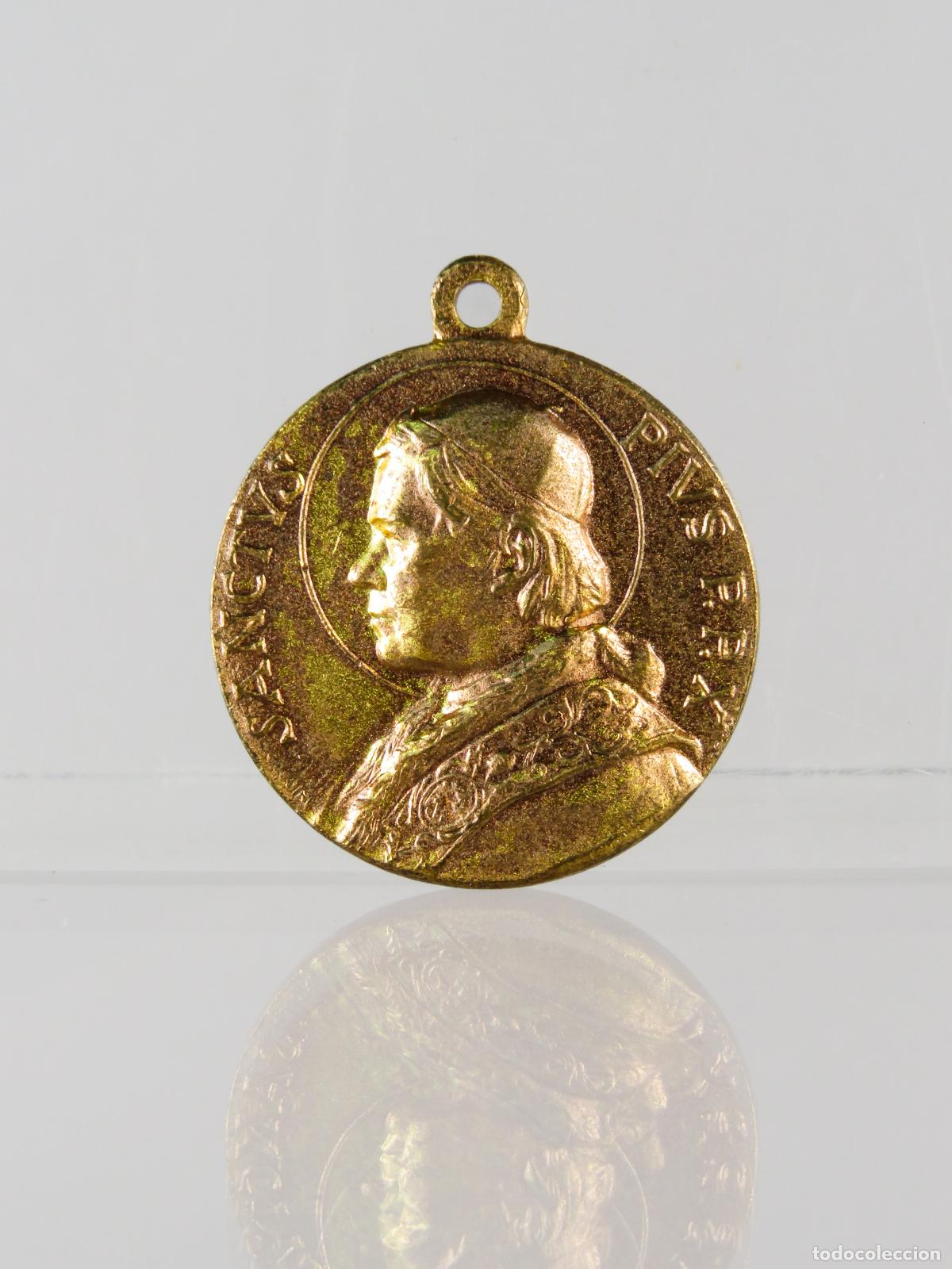 Antig&uuml;edades: Medalla Papa Pont&iacute;fice P&iacute;o X 1903 - 1914 metal dorado S XX