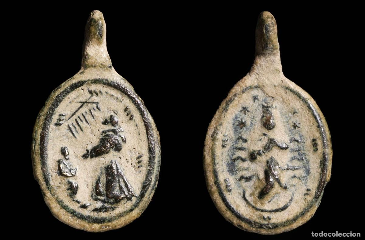 Antig&uuml;edades: Religious Medal XVI-XVII centuries, S. Francisco / Inmaculada - 20x11 mm