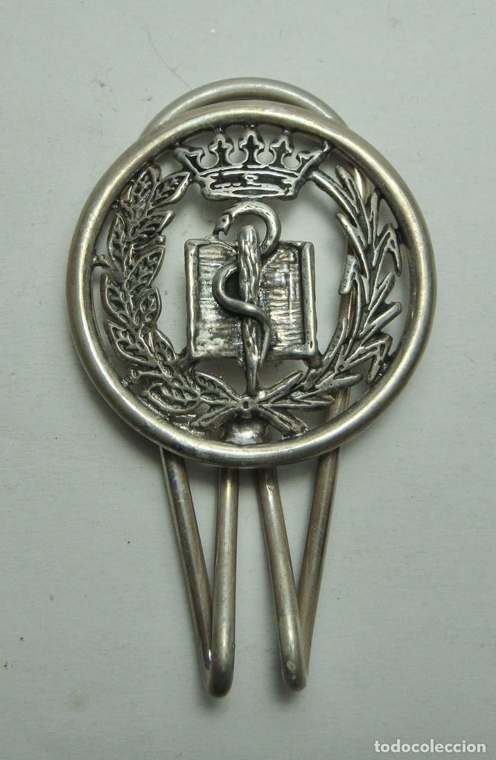Antig&uuml;edades: Clip o pinza de billetes &middot; Plata &middot; Emblema de Farmacia &middot; ca. 1930&ndash;1960