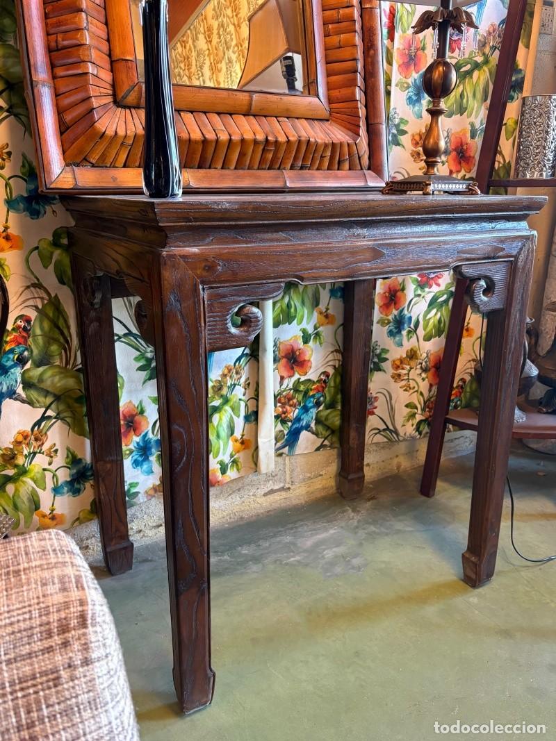 Antig&uuml;edades: Consola Oriental Madera Tropical - Foto 5