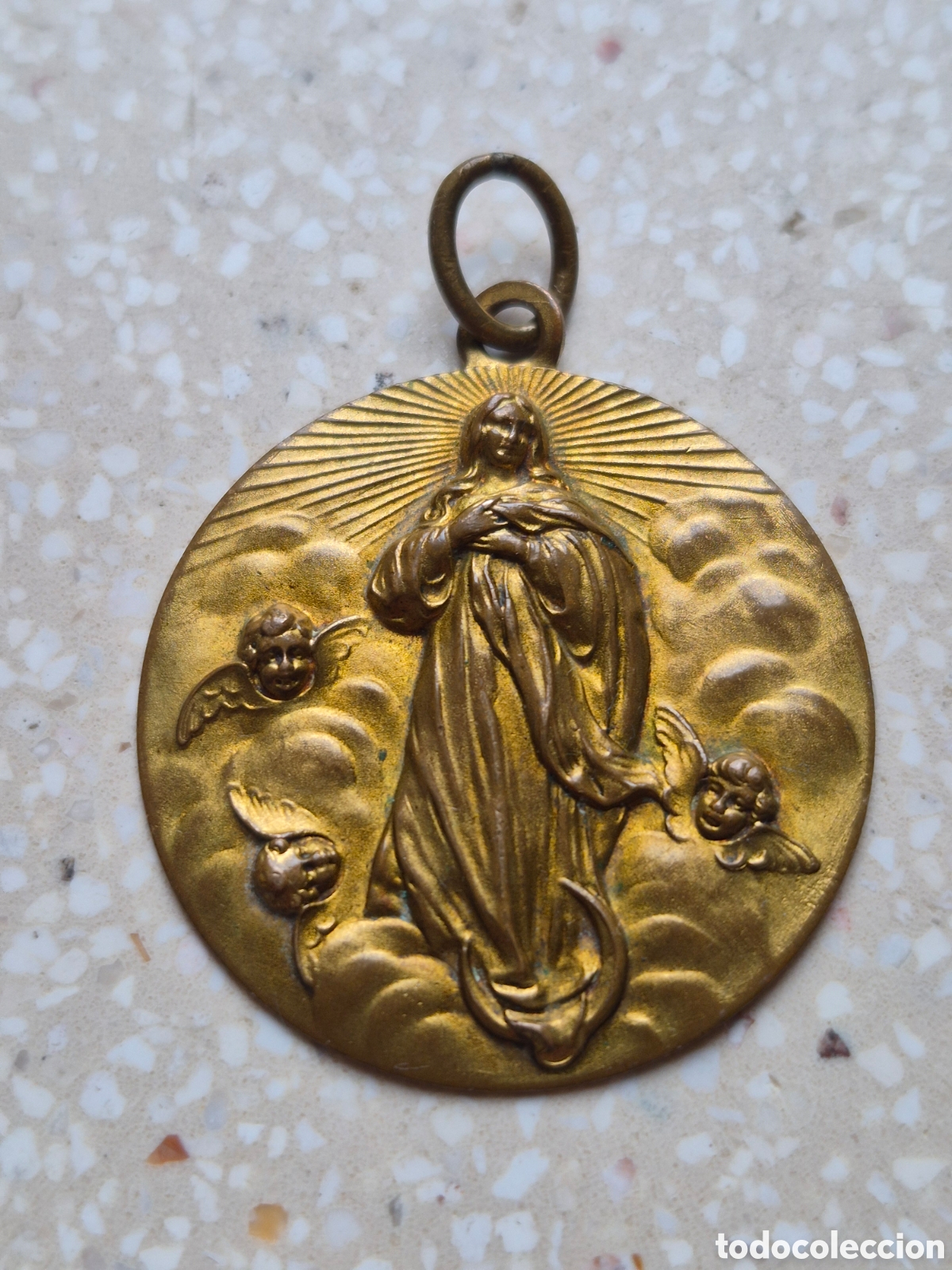 Antig&uuml;edades: Medalla Virgen Pur&iacute;sima Inmaculada - Bronce - Lat&oacute;n - Siglo XIX - 3,5 cm. - 11 gr. - EXCELENTE .