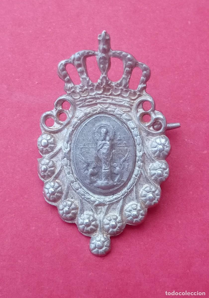 Antig&uuml;edades: Escapulario Medalla Antigua Virgen del Pilar. Zaragoza.