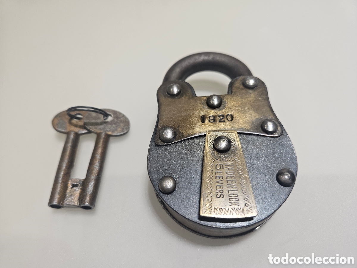 Antig&uuml;edades: ANTIGUO CANDADO NADEEM LOCK 5 LEVERS - Foto 8