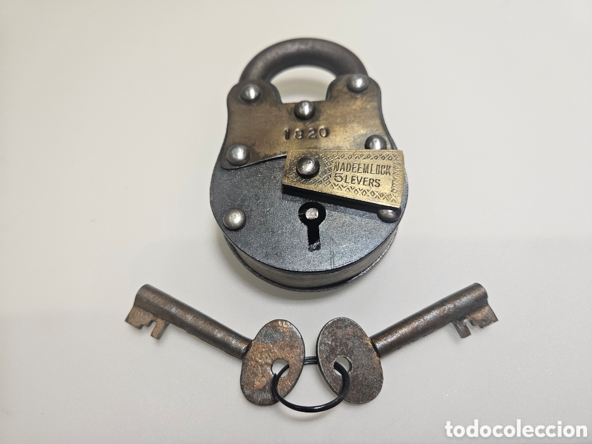 Antig&uuml;edades: ANTIGUO CANDADO NADEEM LOCK 5 LEVERS