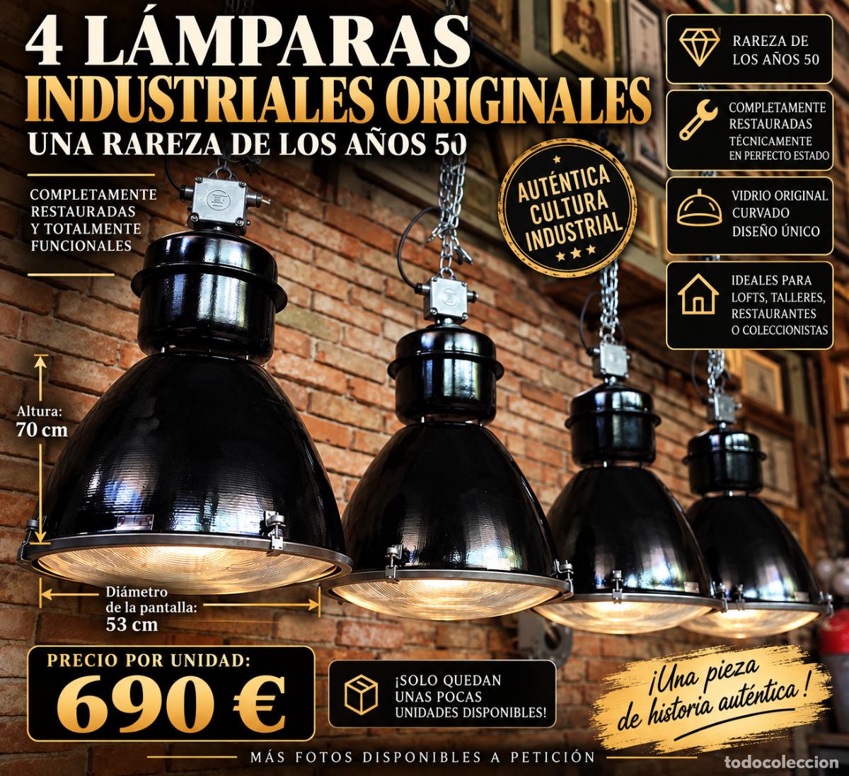 Antig&uuml;edades: Vintage &ndash; L&aacute;mparas industriales, l&aacute;mparas de dise&ntilde;o, sillas y sillones