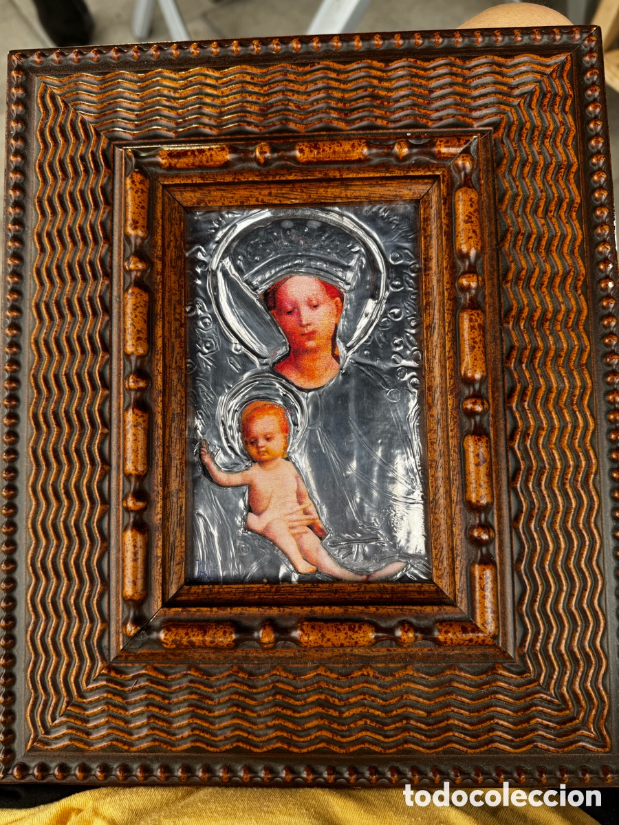 Antig&uuml;edades: Cuadro Antiguo Virgen Mar&iacute;a con Marco - Foto 1