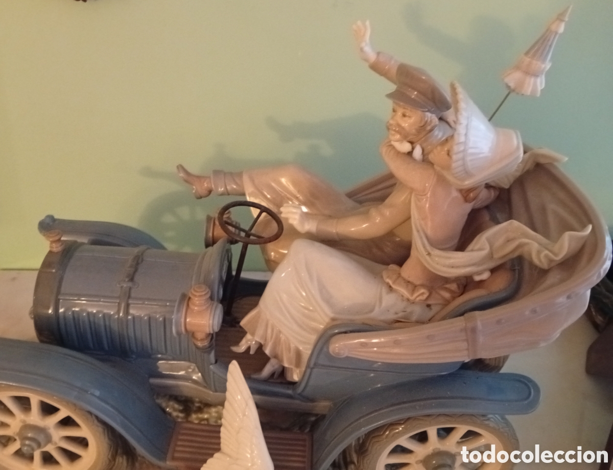 Antig&uuml;edades: Lladro porcelana preciosa gran pieza de colecci&oacute;n el coche de las ocas 1978 edici&oacute;n muy limitada