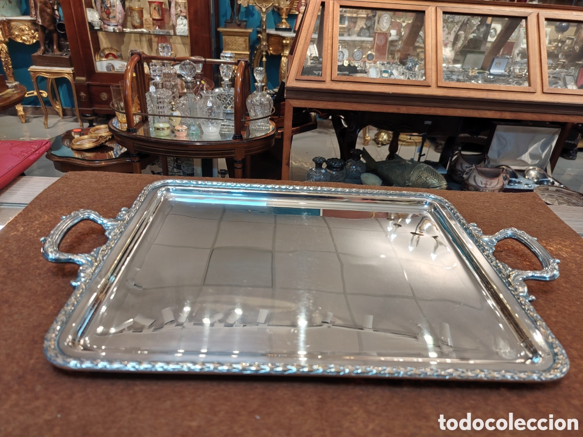 Antig&uuml;edades: BANDEJA BA&Ntilde;ADA EN PLATA MENESES - Foto 3