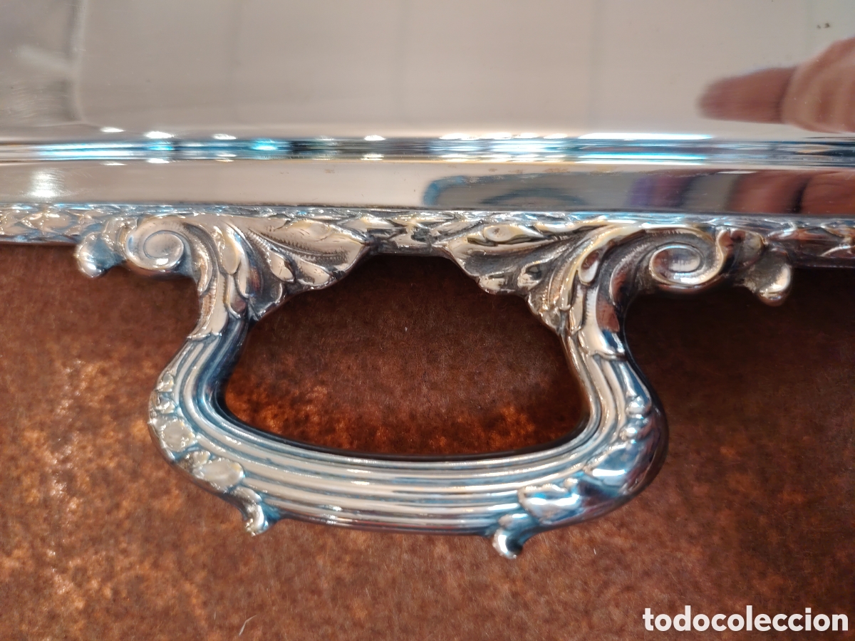 Antig&uuml;edades: BANDEJA BA&Ntilde;ADA EN PLATA MENESES - Foto 4