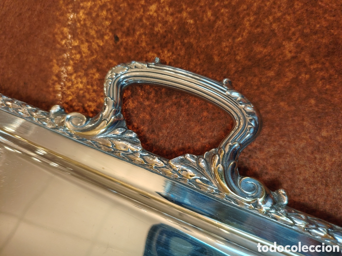 Antig&uuml;edades: BANDEJA BA&Ntilde;ADA EN PLATA MENESES - Foto 5