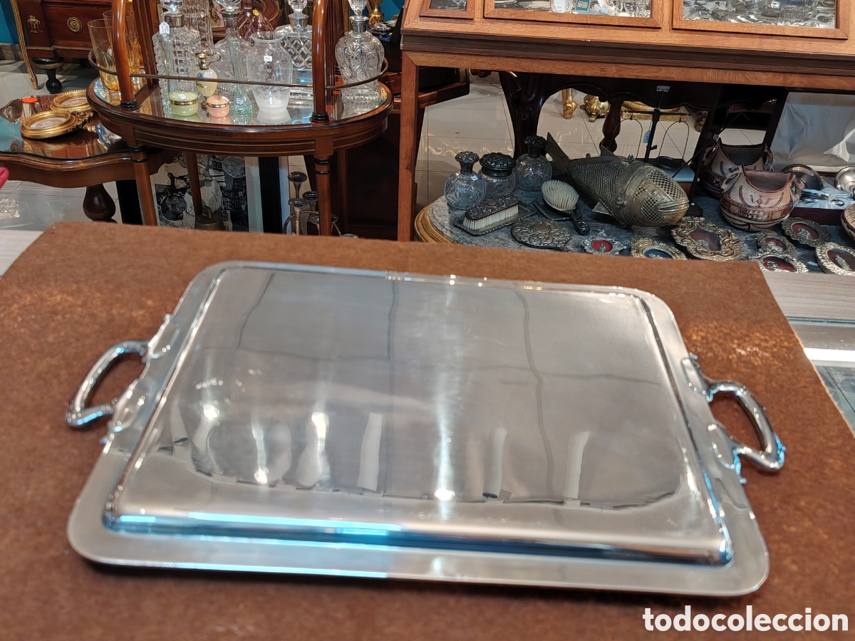 Antig&uuml;edades: BANDEJA BA&Ntilde;ADA EN PLATA MENESES - Foto 8