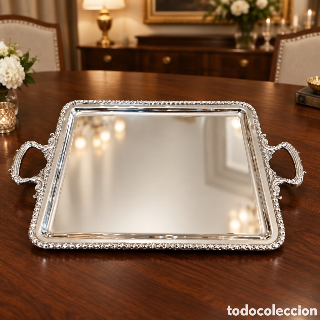 Antig&uuml;edades: BANDEJA BA&Ntilde;ADA EN PLATA MENESES