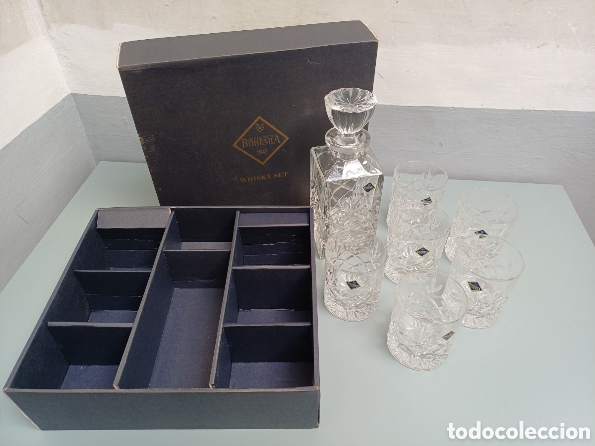 Antig&uuml;edades: Juego de Whisky, Cristal de Bohemia. Set 7 piezas