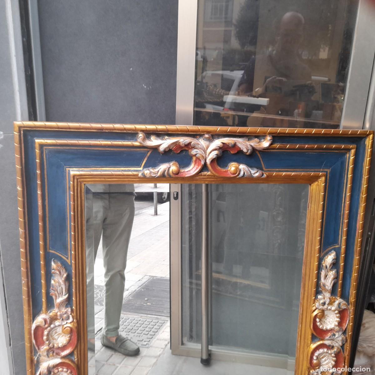 Antig&uuml;edades: BONITO ESPEJO DE MADERA POLICROMADA RECTANGULAR - Foto 2