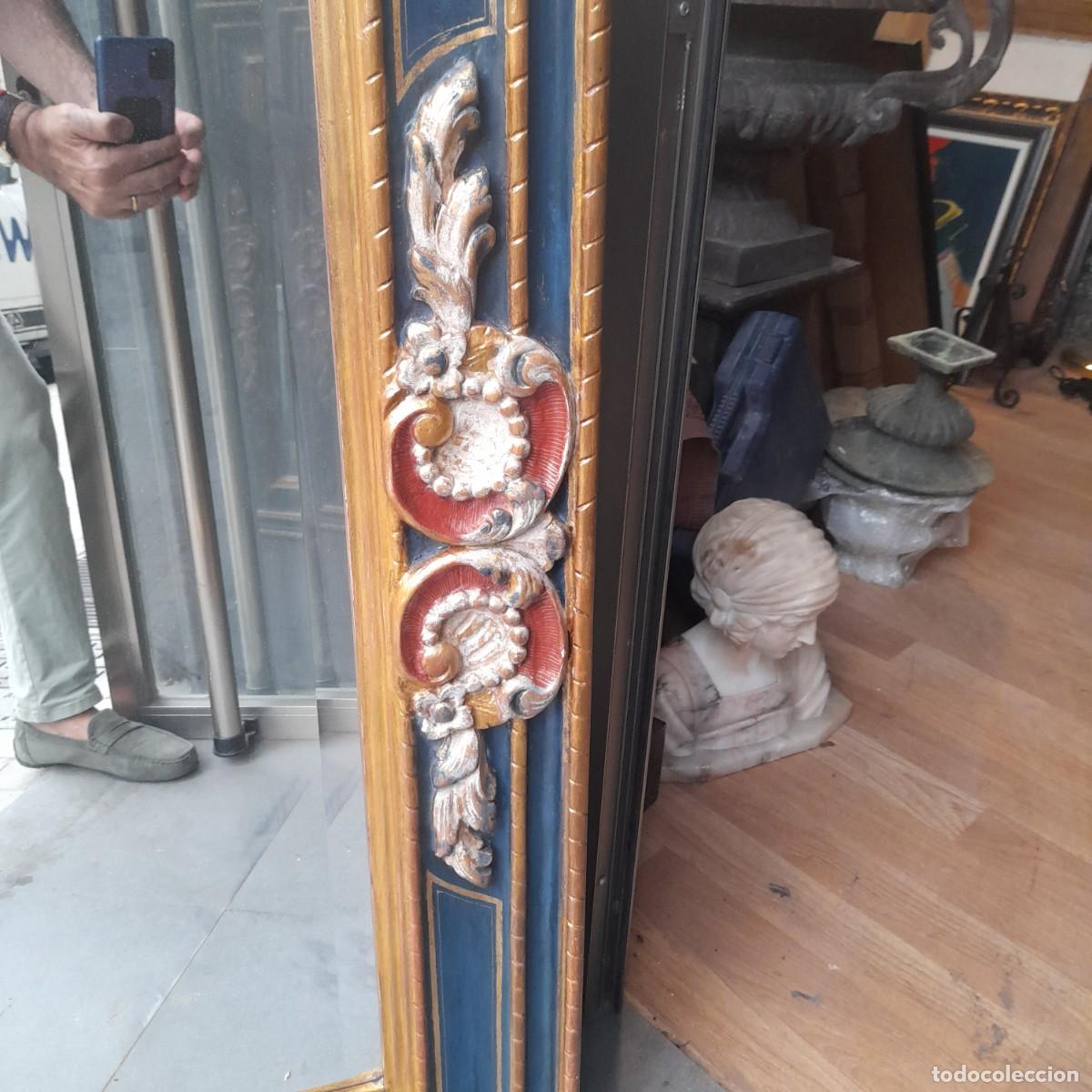 Antig&uuml;edades: BONITO ESPEJO DE MADERA POLICROMADA RECTANGULAR - Foto 4