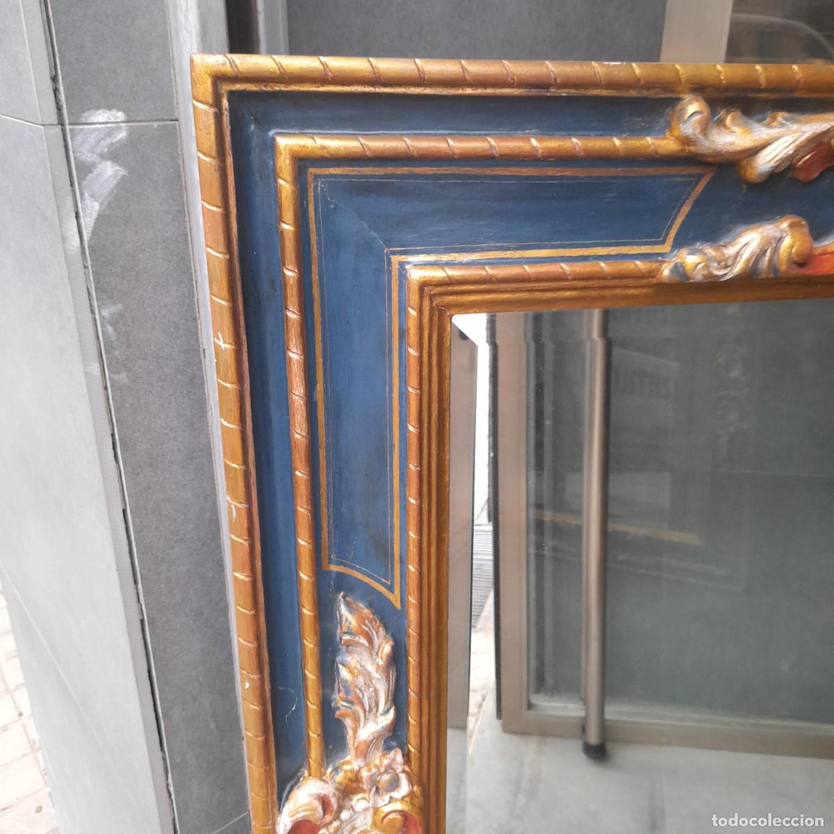 Antig&uuml;edades: BONITO ESPEJO DE MADERA POLICROMADA RECTANGULAR - Foto 6