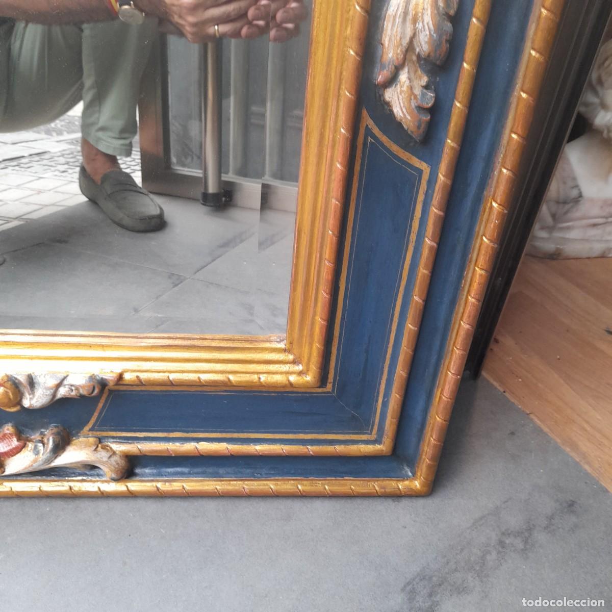 Antig&uuml;edades: BONITO ESPEJO DE MADERA POLICROMADA RECTANGULAR - Foto 10