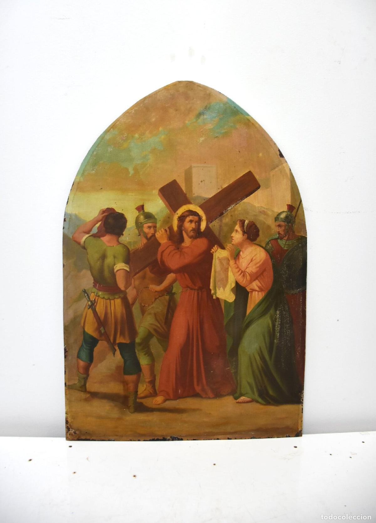 Antig&uuml;edades: Oleo sobre metal Jesus y Santa Veronica