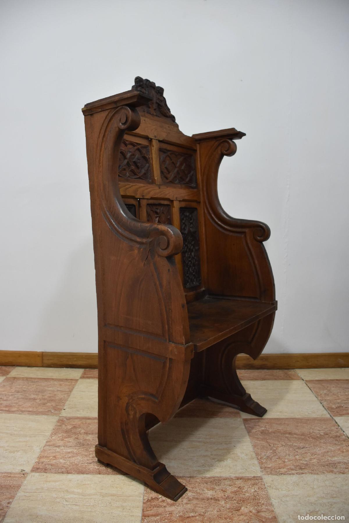 Antig&uuml;edades: Gran sillon gotico madera tallada roble - Foto 6