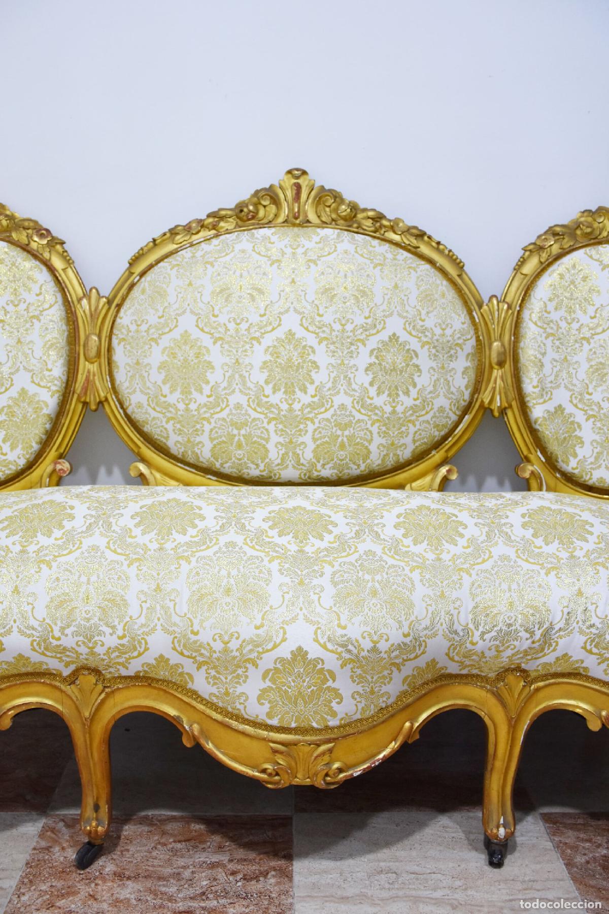 Antig&uuml;edades: Sofa antiguo Isabelino pan de oro - Foto 2
