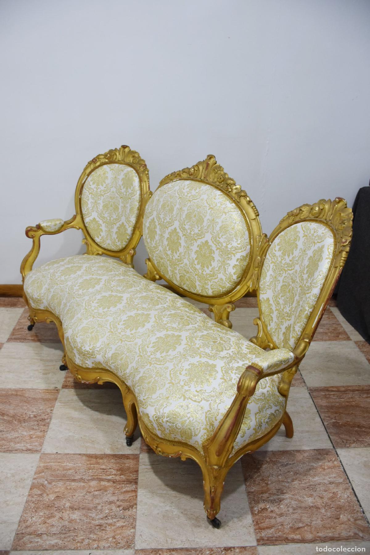 Antig&uuml;edades: Sofa antiguo Isabelino pan de oro - Foto 5