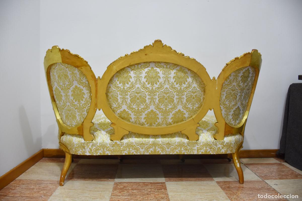 Antig&uuml;edades: Sofa antiguo Isabelino pan de oro - Foto 8