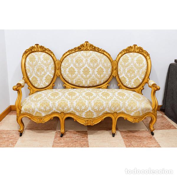 Antig&uuml;edades: Sofa antiguo Isabelino pan de oro