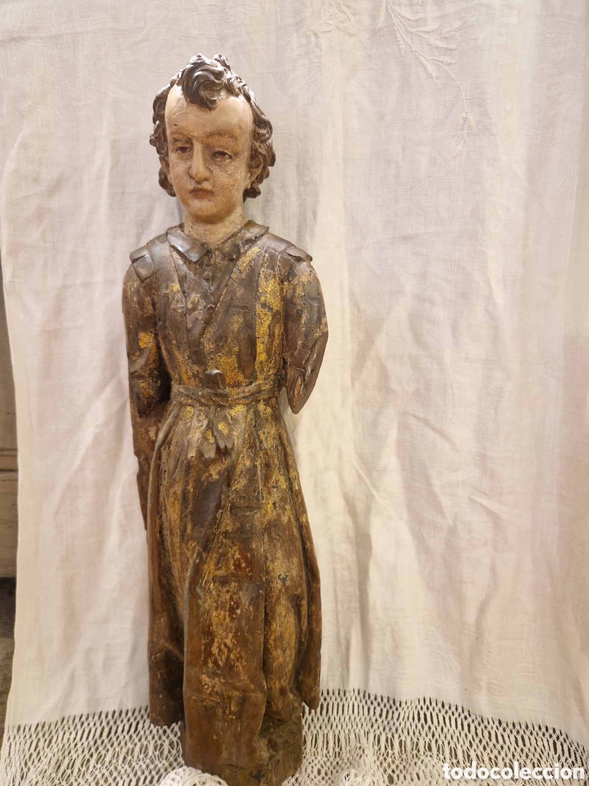 Antig&uuml;edades: Antigua Talla de madera policromada Ni&ntilde;o Jes&uacute;s del S.XVIII de 65cm